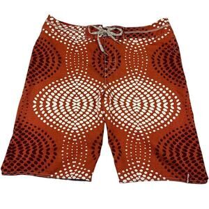 Tommy Bahama Relax Board Shorts Orange Geometric Pattern 10” Inseam Size 34